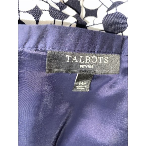 Talbots Blue White Skirt Lined Size 14 Petite Straight Wiggle 19" long - Picture 4 of 5